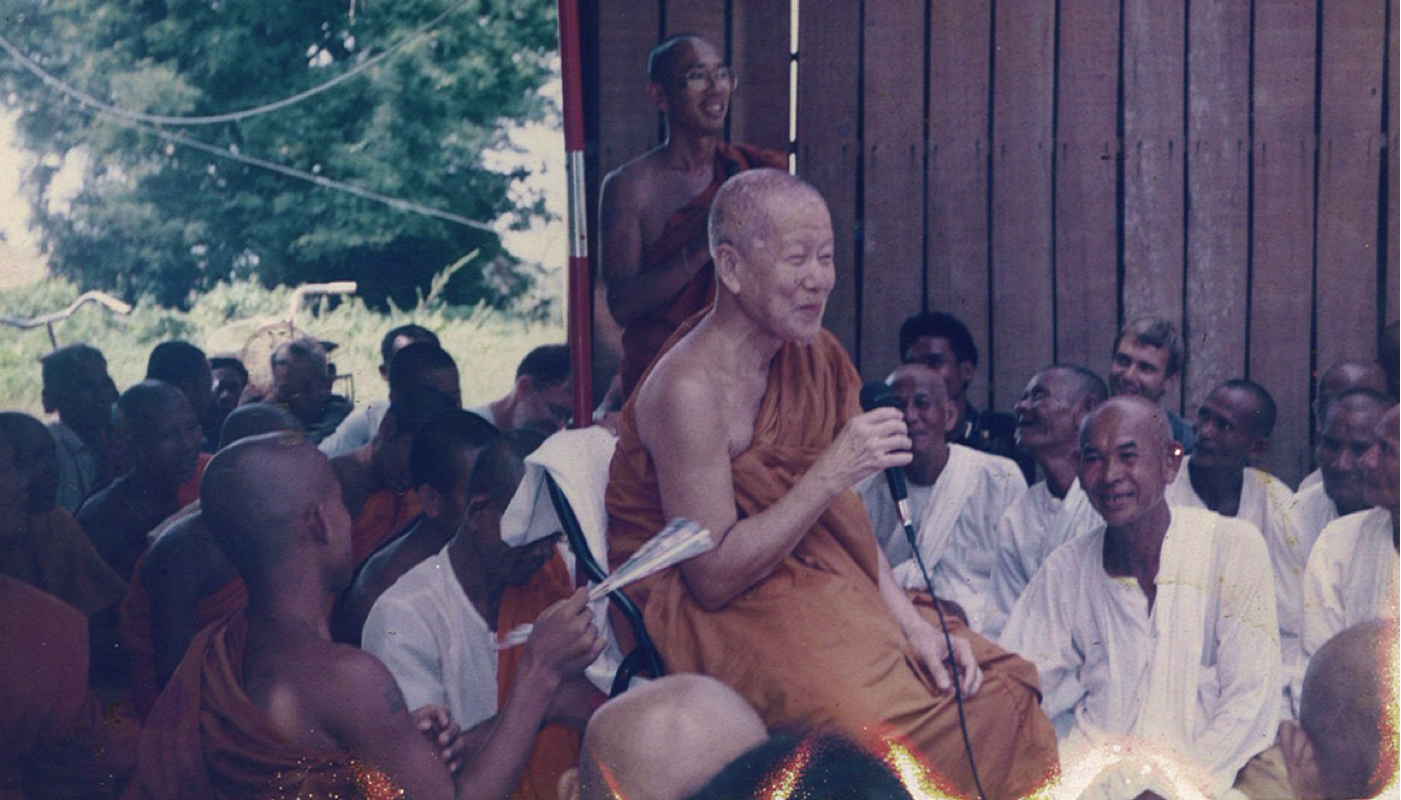 Maha Ghosananda speaking in 1994, advocating for peace during a critical period in Cambodia's history